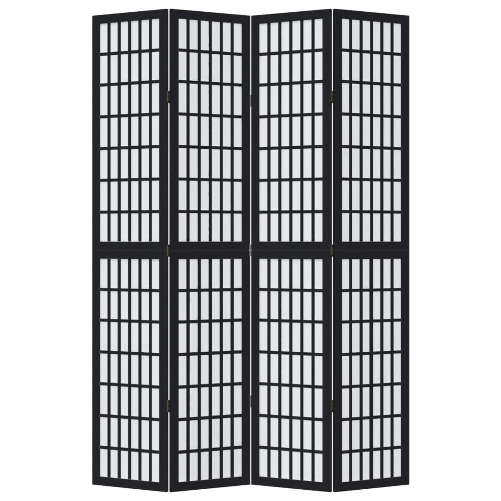 Kamerscherm met 4 panelen massief paulowniahout zwart is nu te koop bij PeponiXL, paradijselijk wonen!