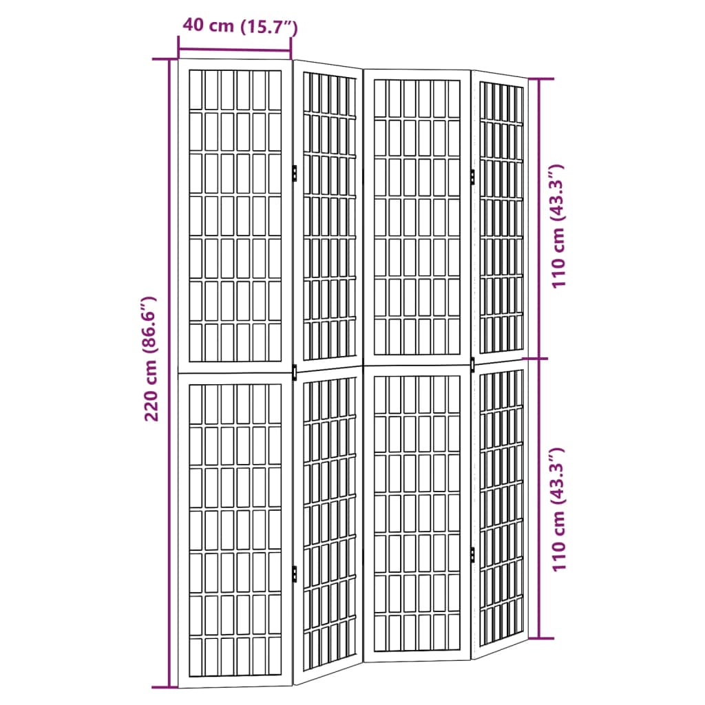 Kamerscherm met 4 panelen massief paulowniahout zwart is nu te koop bij PeponiXL, paradijselijk wonen!