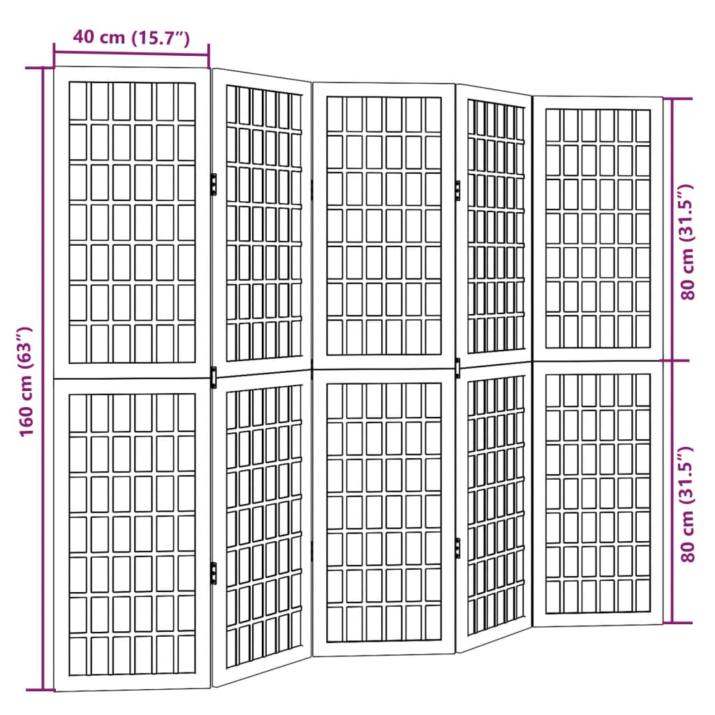 Kamerscherm met 5 panelen massief paulowniahout zwart is nu te koop bij PeponiXL, paradijselijk wonen!