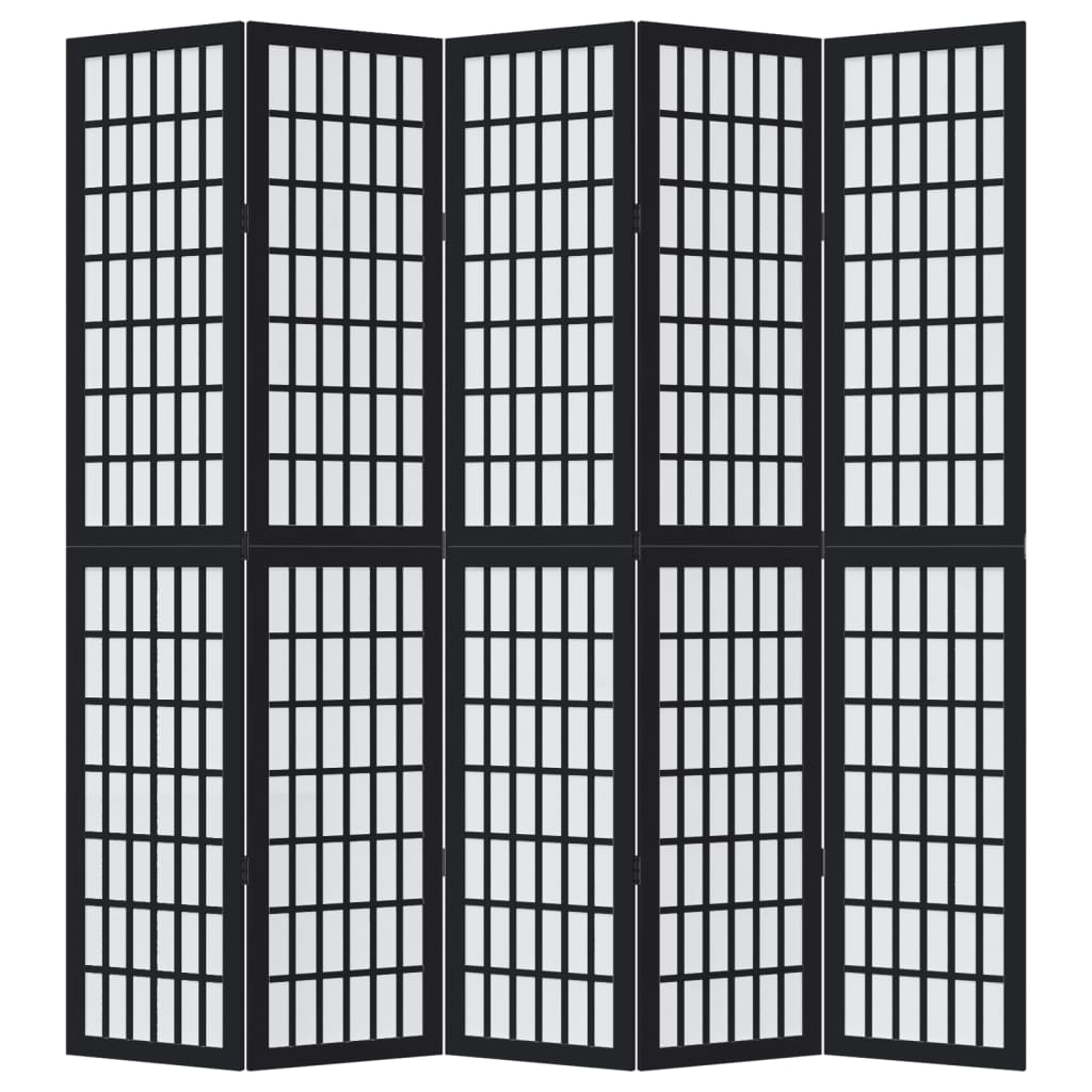 Kamerscherm met 5 panelen massief paulowniahout zwart is nu te koop bij PeponiXL, paradijselijk wonen!