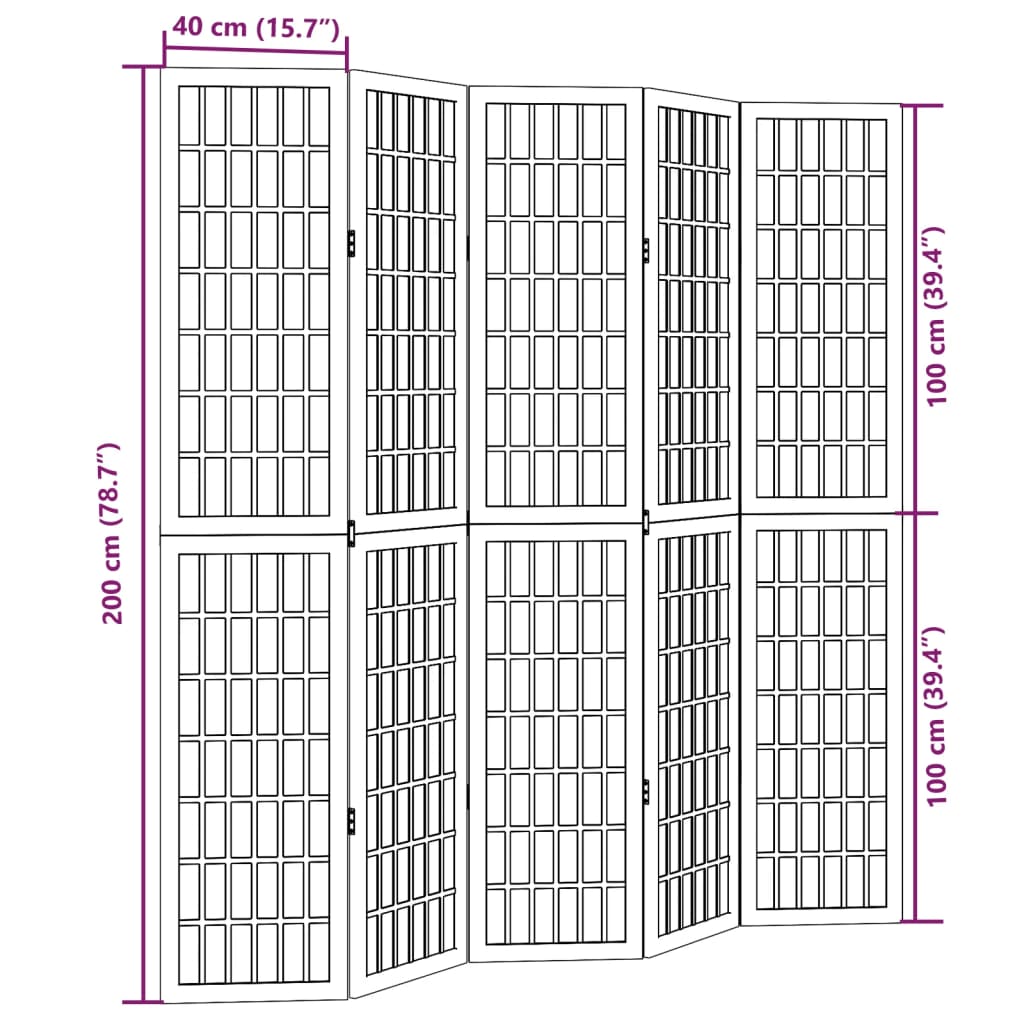 Kamerscherm met 5 panelen massief paulowniahout zwart is nu te koop bij PeponiXL, paradijselijk wonen!