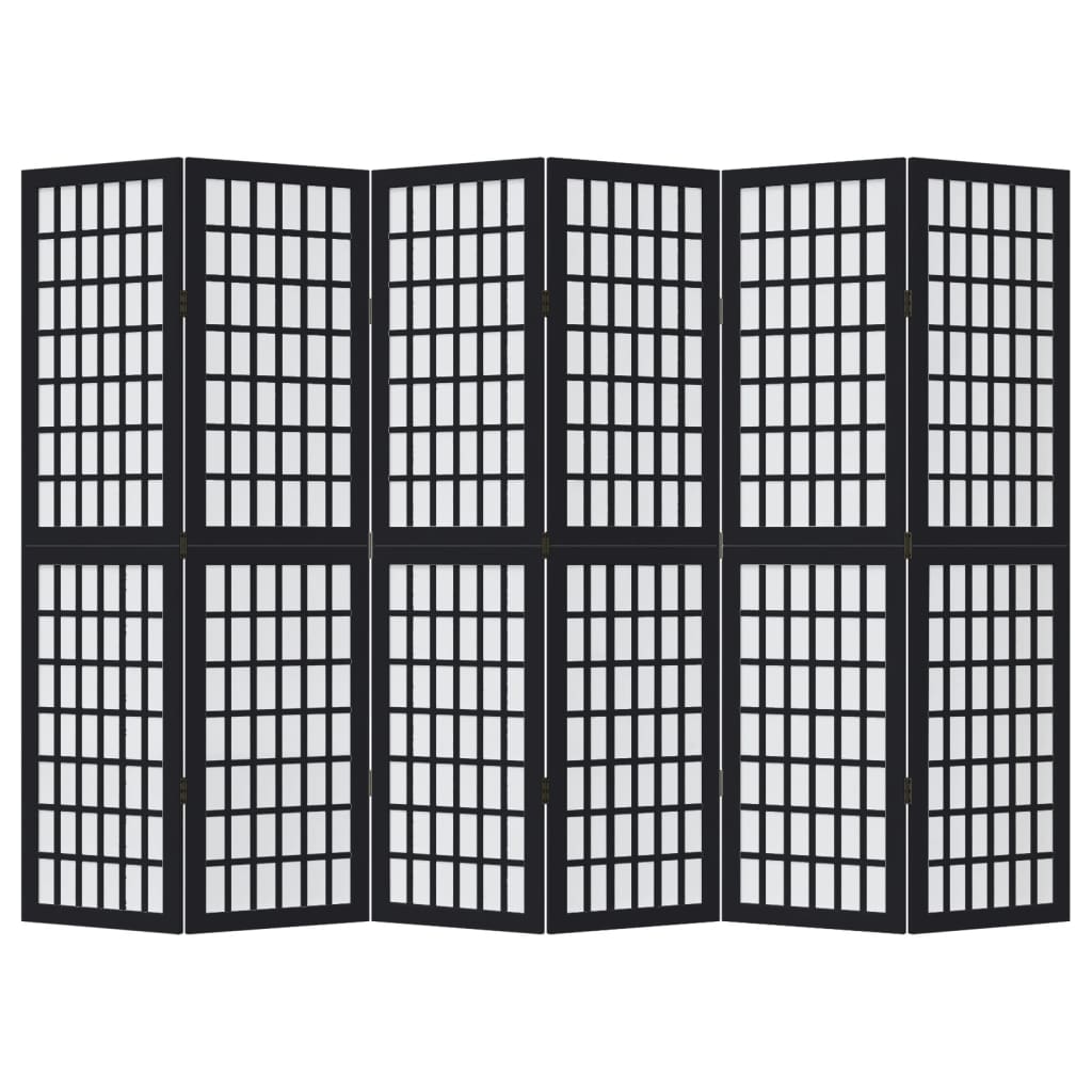 Kamerscherm met 6 panelen massief paulowniahout zwart is nu te koop bij PeponiXL, paradijselijk wonen!