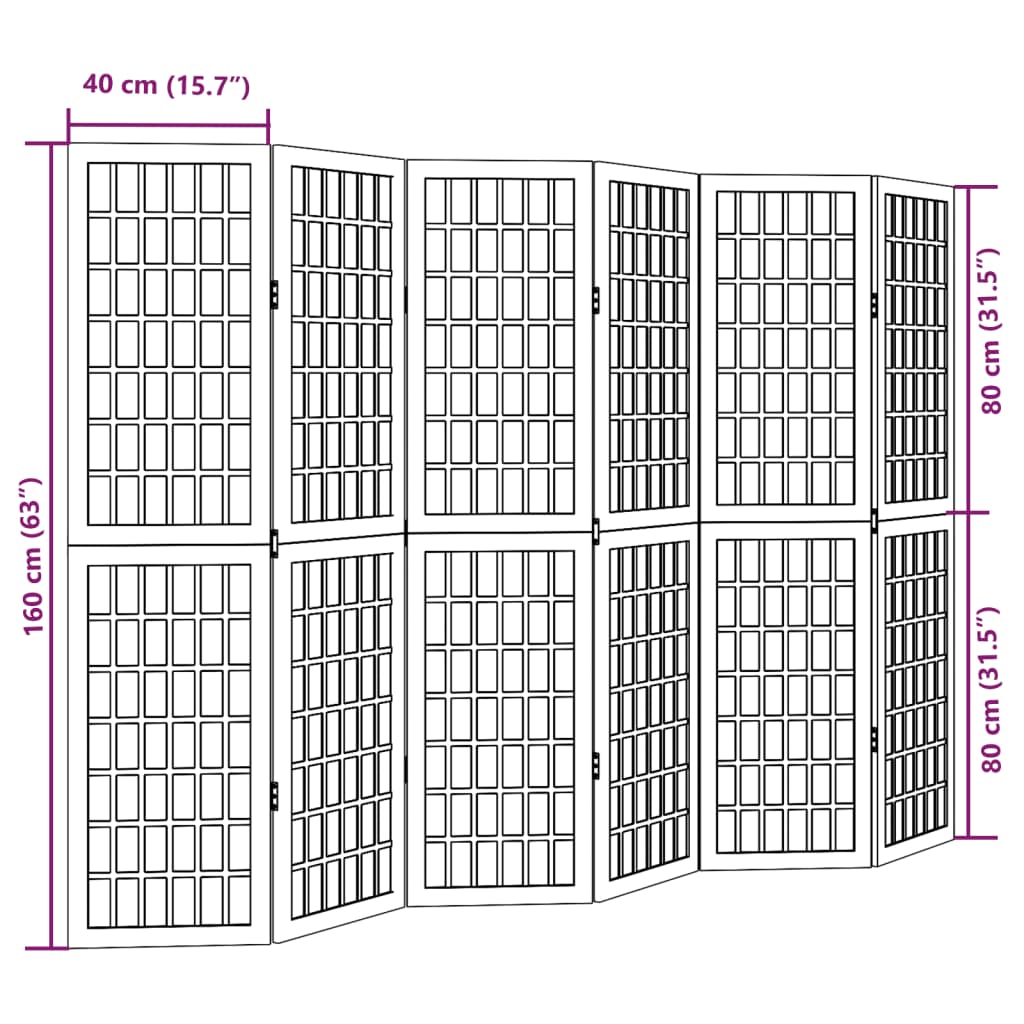 Kamerscherm met 6 panelen massief paulowniahout zwart is nu te koop bij PeponiXL, paradijselijk wonen!