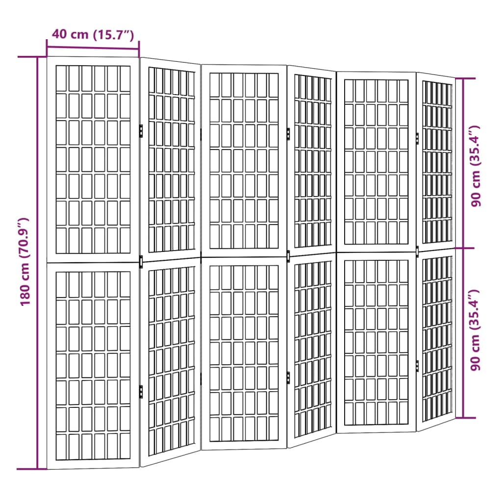 Kamerscherm met 6 panelen massief paulowniahout zwart is nu te koop bij PeponiXL, paradijselijk wonen!