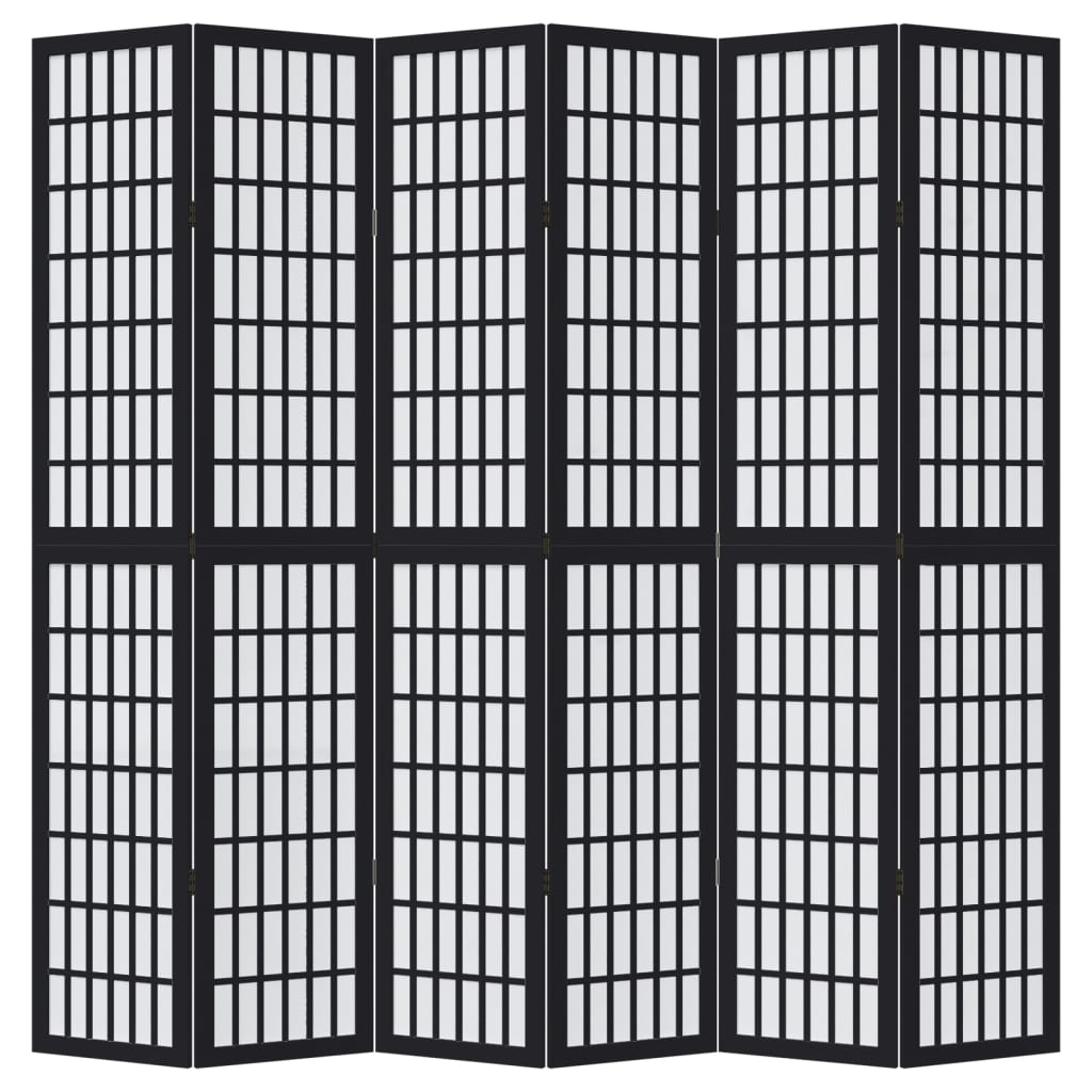 Kamerscherm met 6 panelen massief paulowniahout zwart is nu te koop bij PeponiXL, paradijselijk wonen!