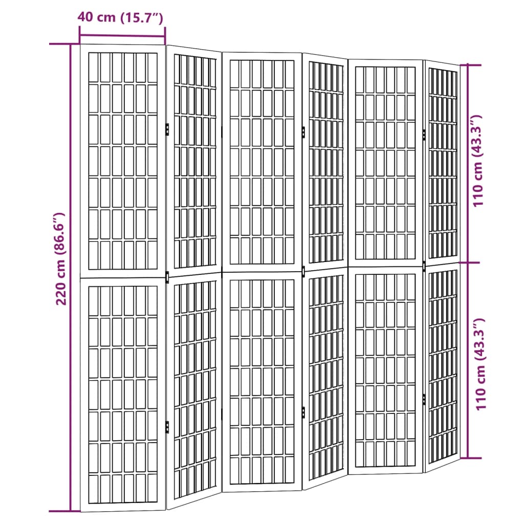Kamerscherm met 6 panelen massief paulowniahout zwart is nu te koop bij PeponiXL, paradijselijk wonen!