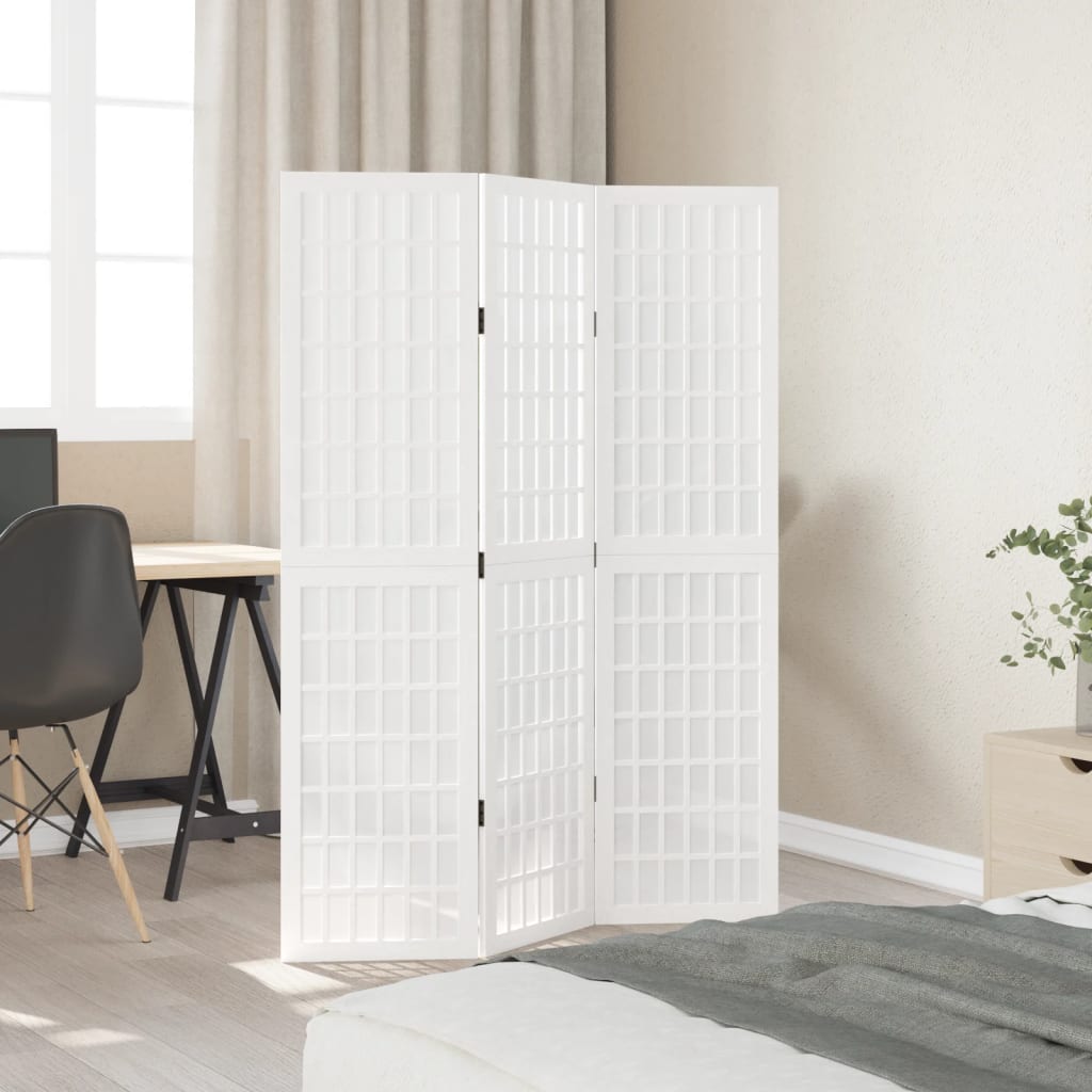 Kamerscherm met 3 panelen massief paulowniahout wit is nu te koop bij PeponiXL, paradijselijk wonen!