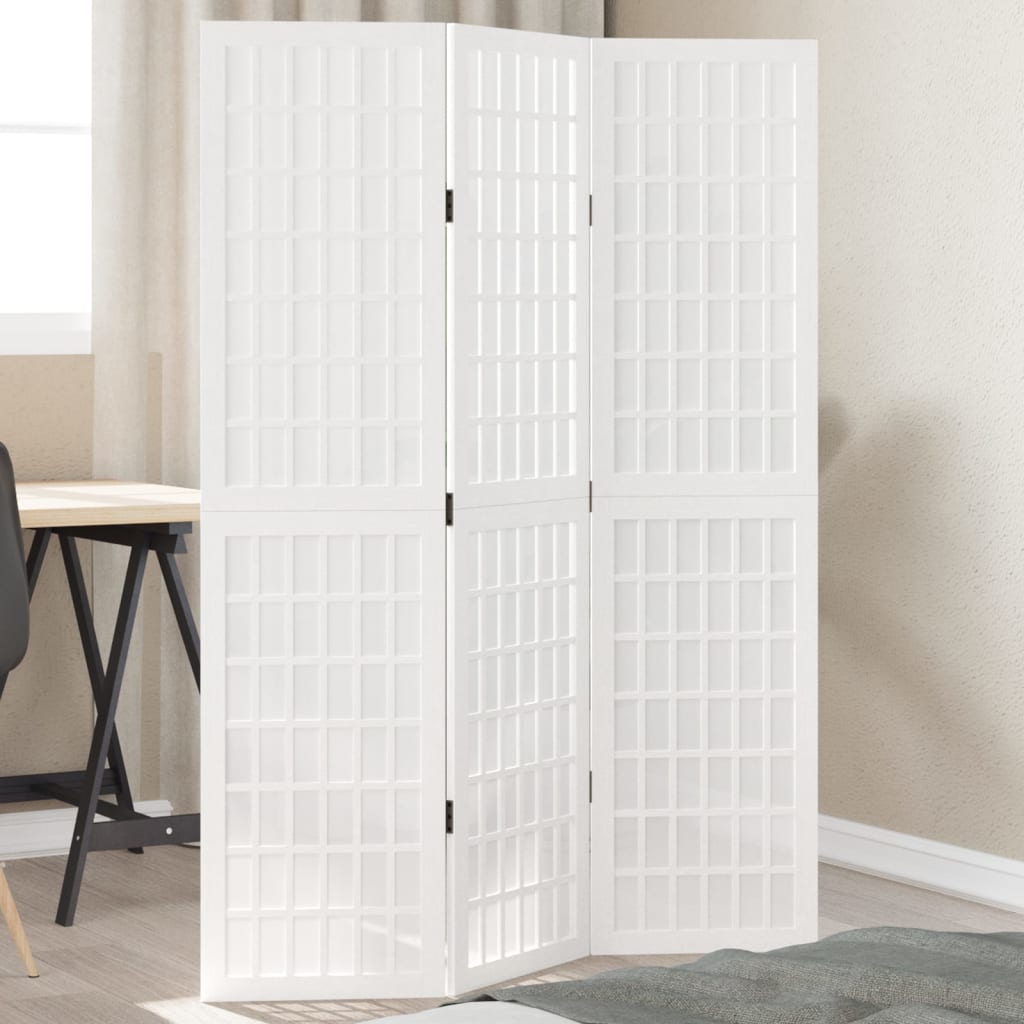 Kamerscherm met 3 panelen massief paulowniahout wit is nu te koop bij PeponiXL, paradijselijk wonen!