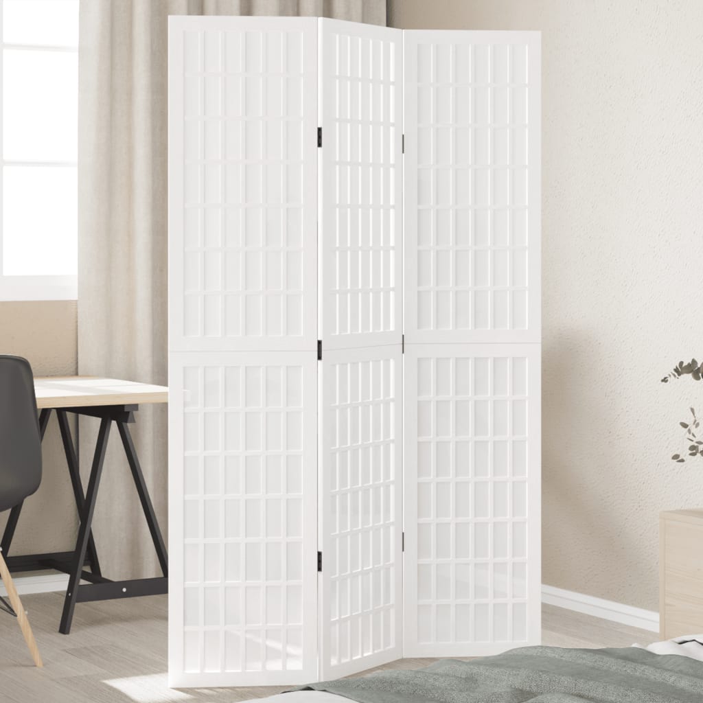 Kamerscherm met 3 panelen massief paulowniahout wit is nu te koop bij PeponiXL, paradijselijk wonen!