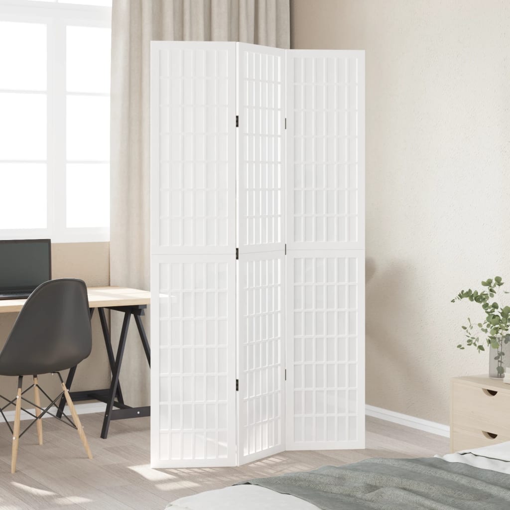 Kamerscherm met 3 panelen massief paulowniahout wit is nu te koop bij PeponiXL, paradijselijk wonen!