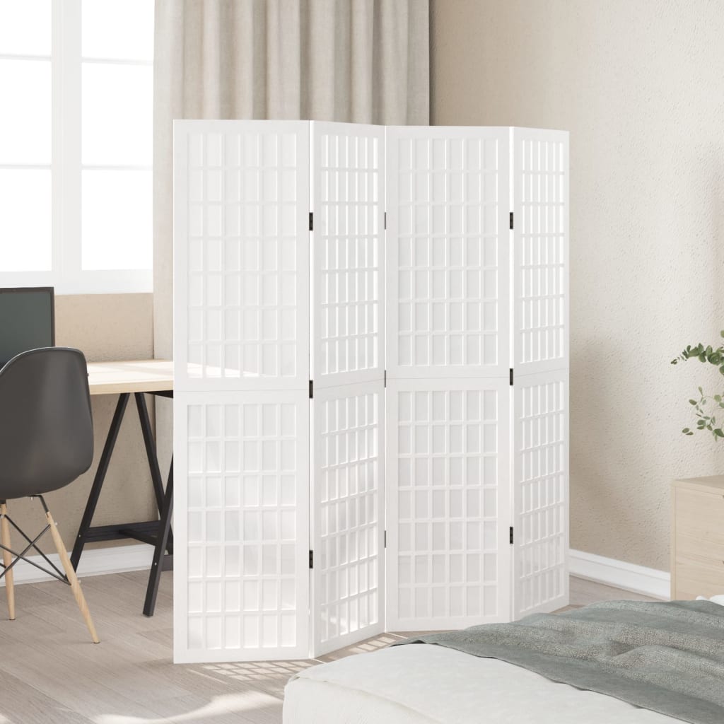 Kamerscherm met 4 panelen massief paulowniahout wit is nu te koop bij PeponiXL, paradijselijk wonen!