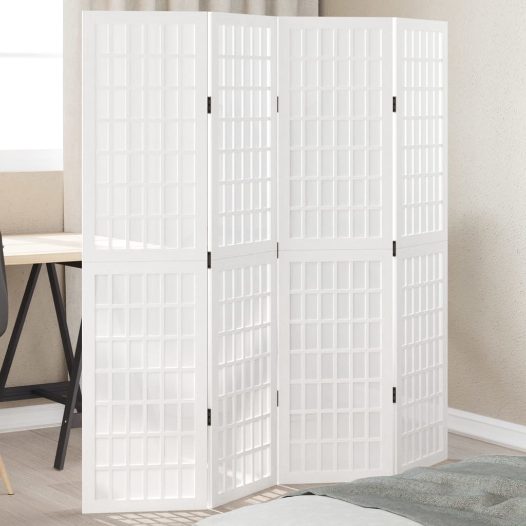Kamerscherm met 4 panelen massief paulowniahout wit is nu te koop bij PeponiXL, paradijselijk wonen!