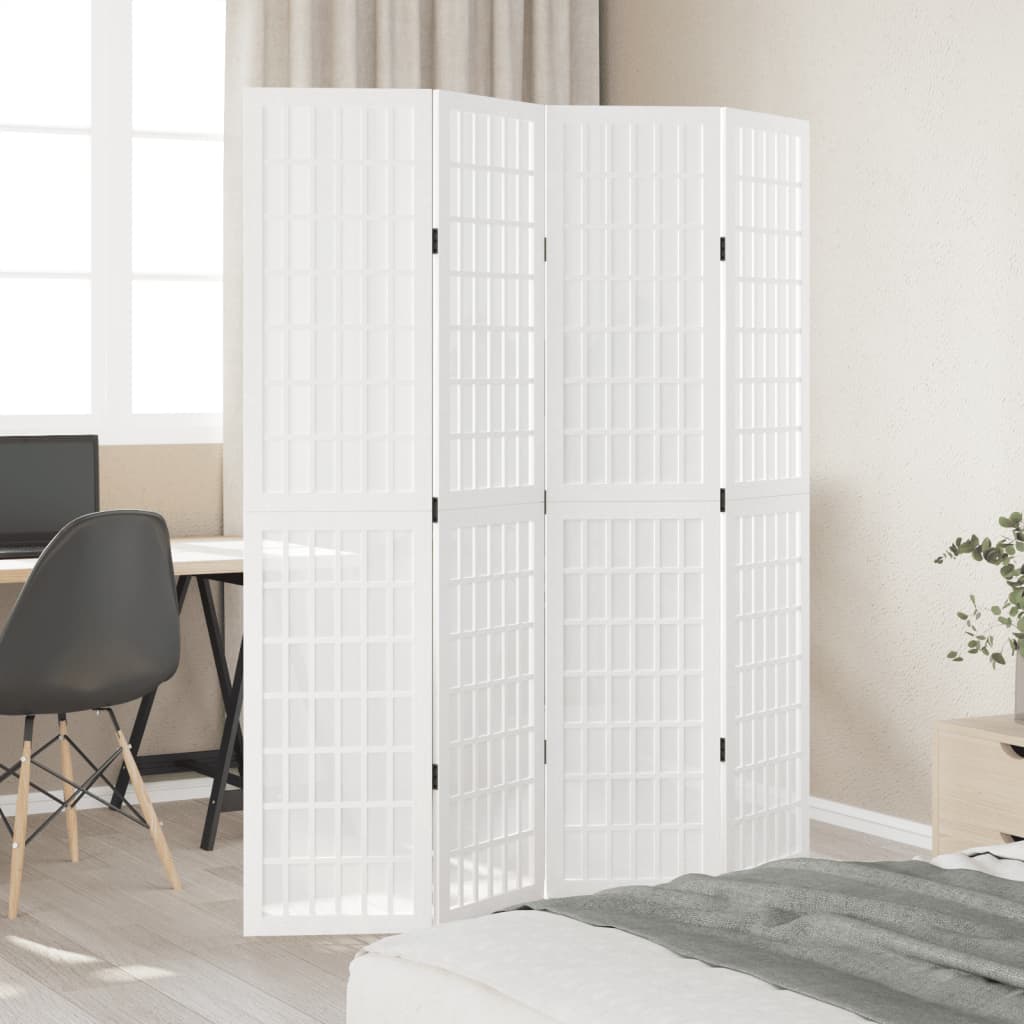 Kamerscherm met 4 panelen massief paulowniahout wit is nu te koop bij PeponiXL, paradijselijk wonen!