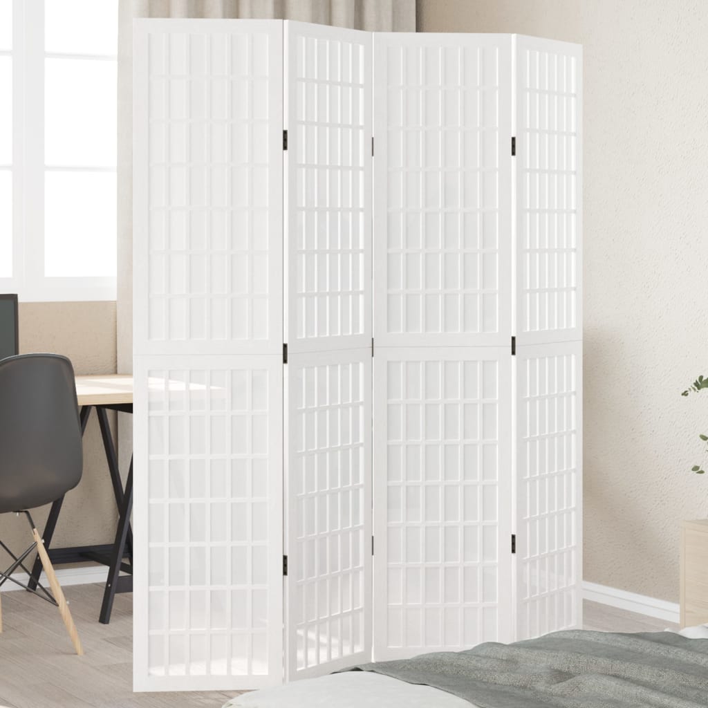 Kamerscherm met 4 panelen massief paulowniahout wit is nu te koop bij PeponiXL, paradijselijk wonen!