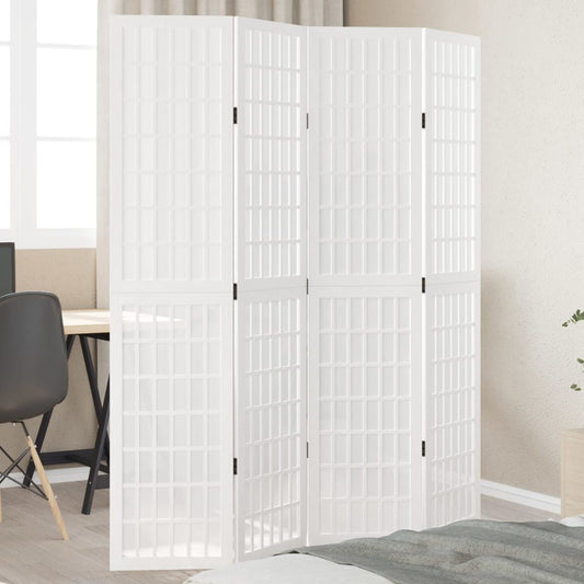 Kamerscherm met 4 panelen massief paulowniahout wit is nu te koop bij PeponiXL, paradijselijk wonen!