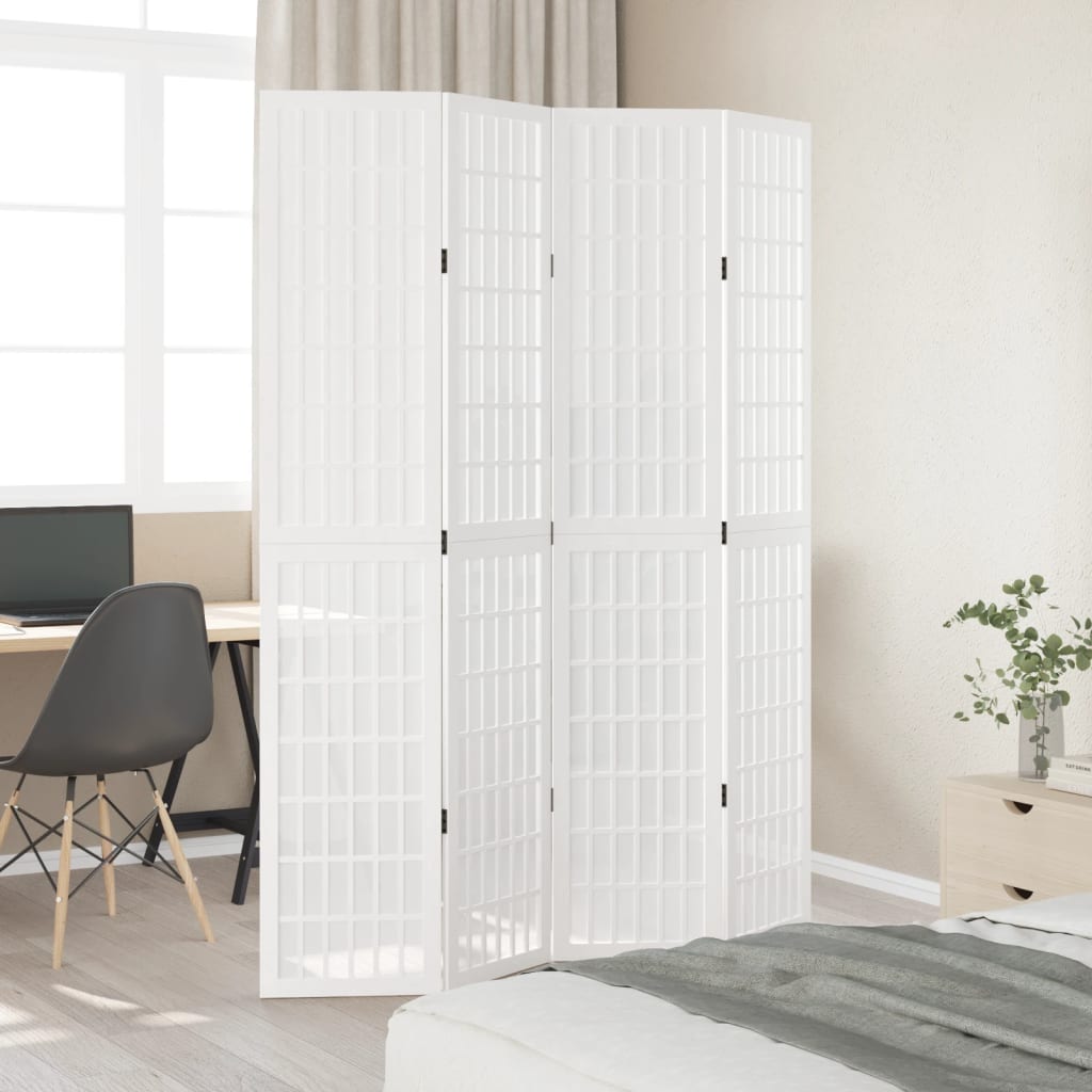 Kamerscherm met 4 panelen massief paulowniahout wit is nu te koop bij PeponiXL, paradijselijk wonen!