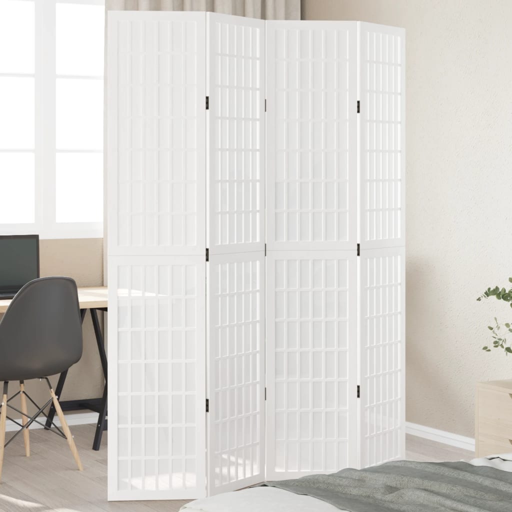 Kamerscherm met 4 panelen massief paulowniahout wit is nu te koop bij PeponiXL, paradijselijk wonen!