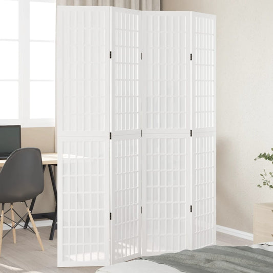 Kamerscherm met 4 panelen massief paulowniahout wit is nu te koop bij PeponiXL, paradijselijk wonen!
