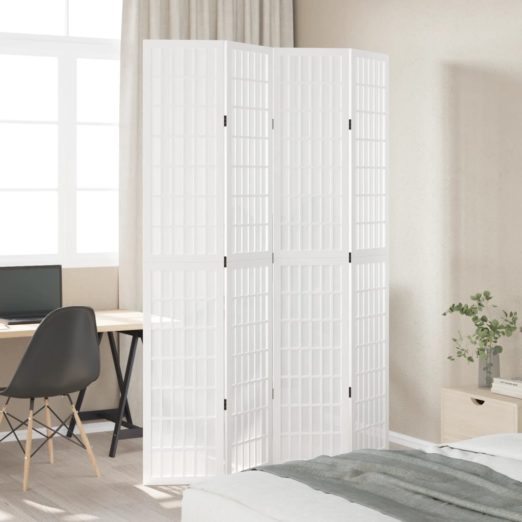 Kamerscherm met 4 panelen massief paulowniahout wit is nu te koop bij PeponiXL, paradijselijk wonen!