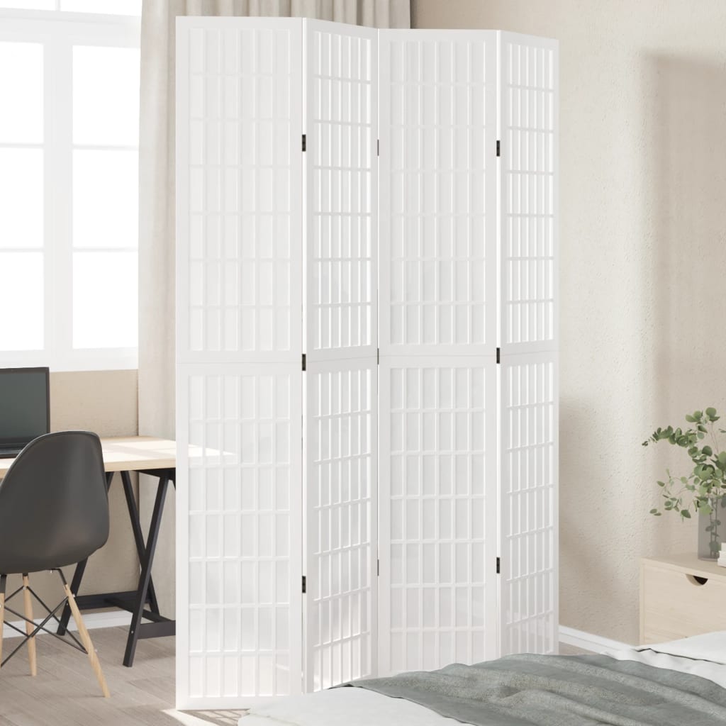 Kamerscherm met 4 panelen massief paulowniahout wit is nu te koop bij PeponiXL, paradijselijk wonen!