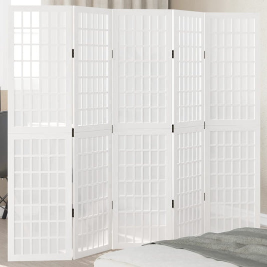 Kamerscherm met 5 panelen massief paulowniahout wit is nu te koop bij PeponiXL, paradijselijk wonen!