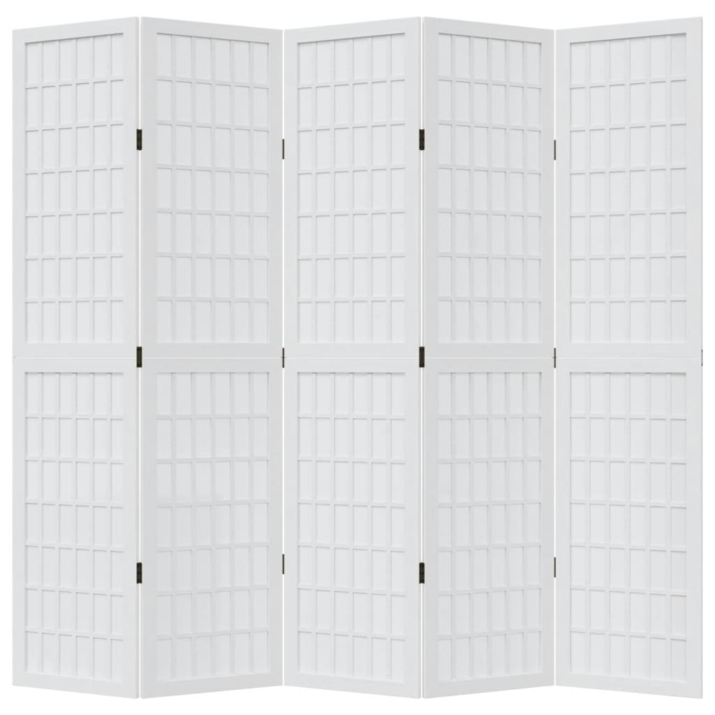 Kamerscherm met 5 panelen massief paulowniahout wit is nu te koop bij PeponiXL, paradijselijk wonen!