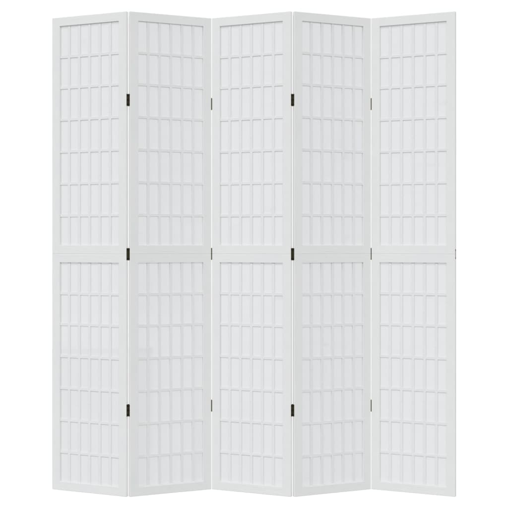Kamerscherm met 5 panelen massief paulowniahout wit is nu te koop bij PeponiXL, paradijselijk wonen!