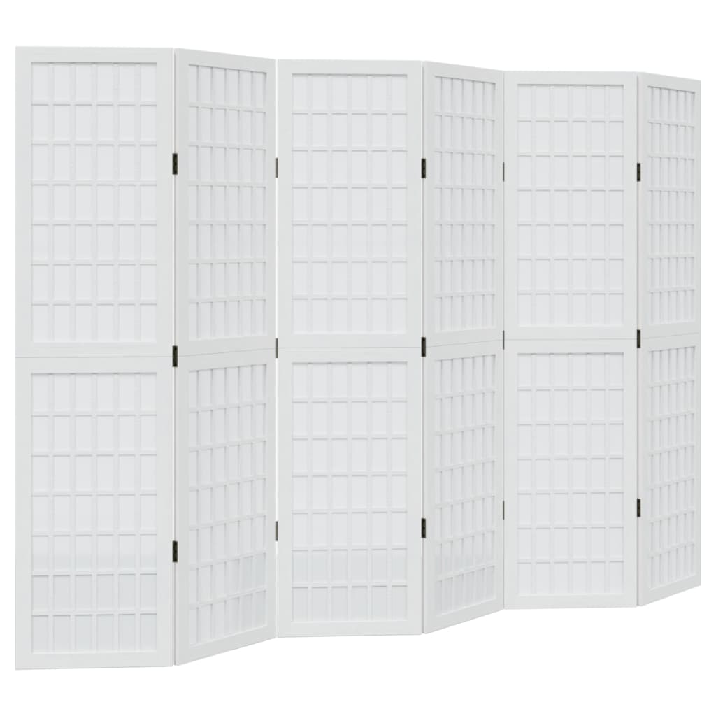 Kamerscherm met 6 panelen massief paulowniahout wit is nu te koop bij PeponiXL, paradijselijk wonen!
