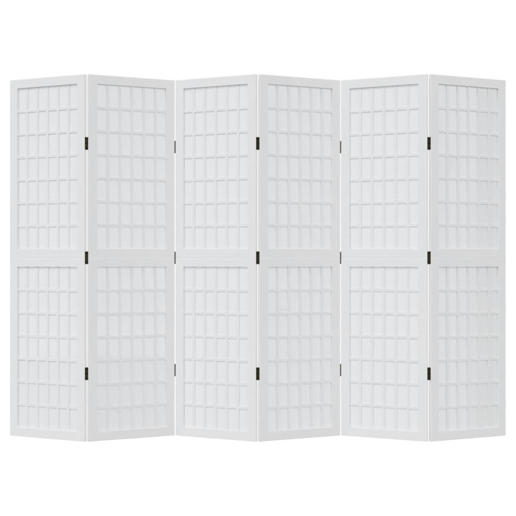 Kamerscherm met 6 panelen massief paulowniahout wit is nu te koop bij PeponiXL, paradijselijk wonen!