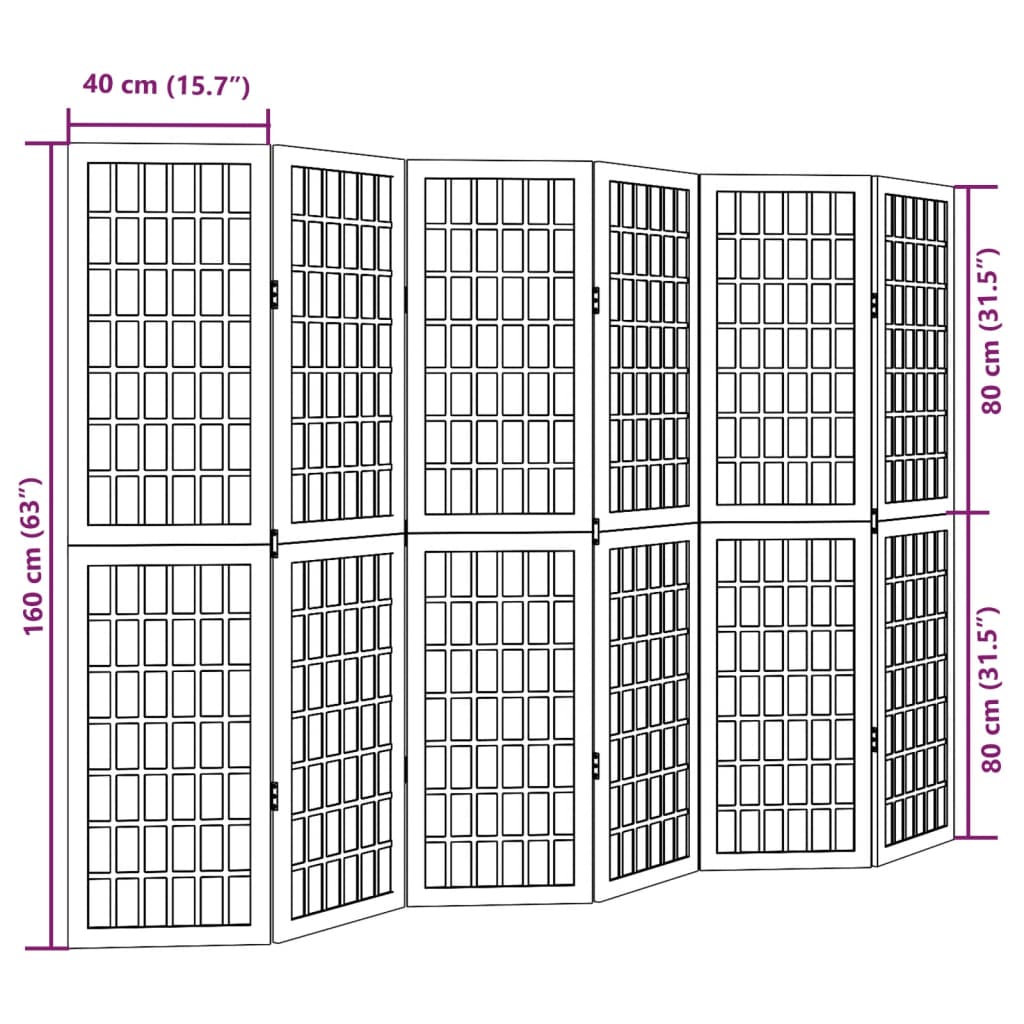 Kamerscherm met 6 panelen massief paulowniahout wit is nu te koop bij PeponiXL, paradijselijk wonen!