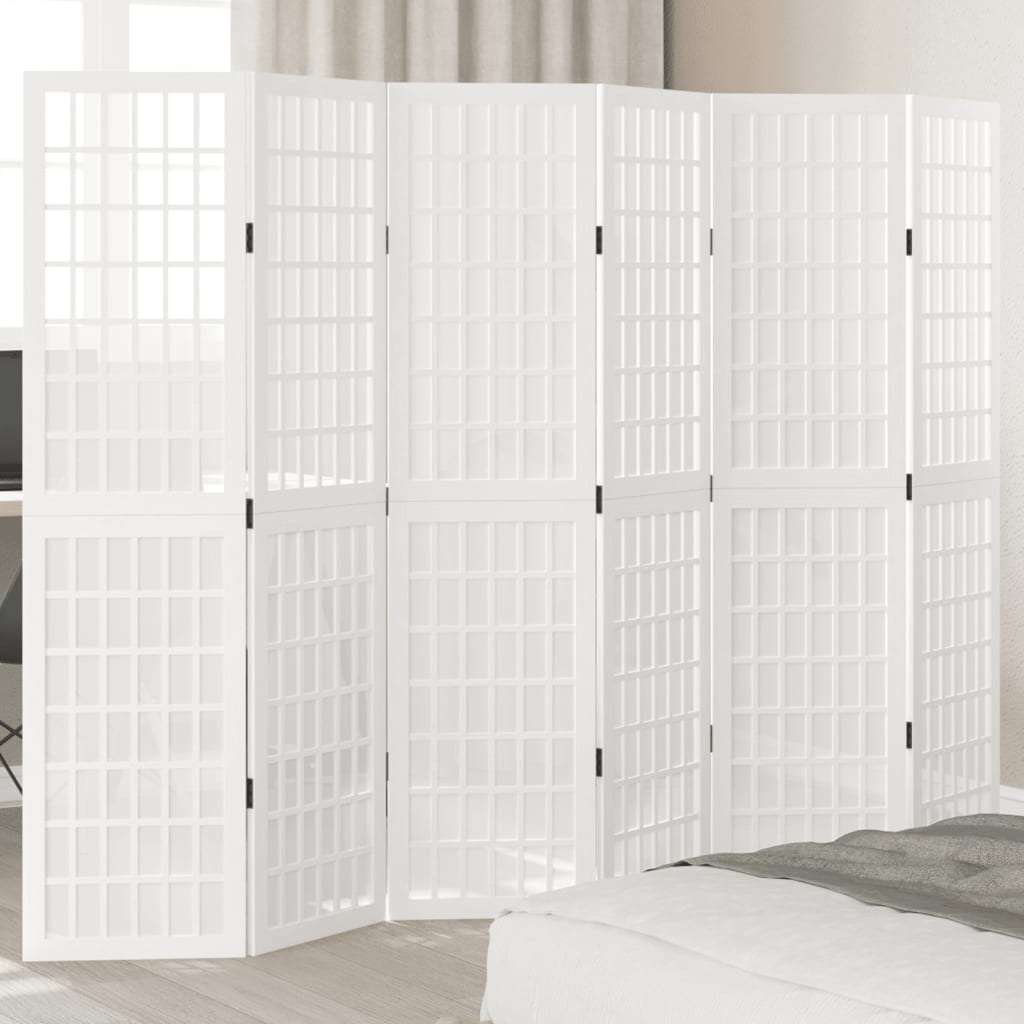 Kamerscherm met 6 panelen massief paulowniahout wit is nu te koop bij PeponiXL, paradijselijk wonen!
