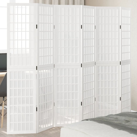 Kamerscherm met 6 panelen massief paulowniahout wit is nu te koop bij PeponiXL, paradijselijk wonen!