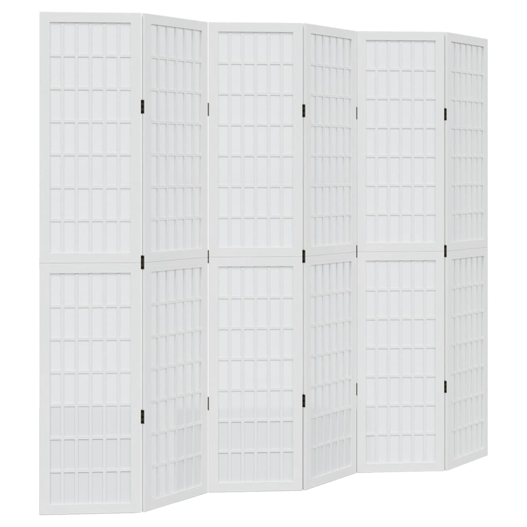 Kamerscherm met 6 panelen massief paulowniahout wit is nu te koop bij PeponiXL, paradijselijk wonen!