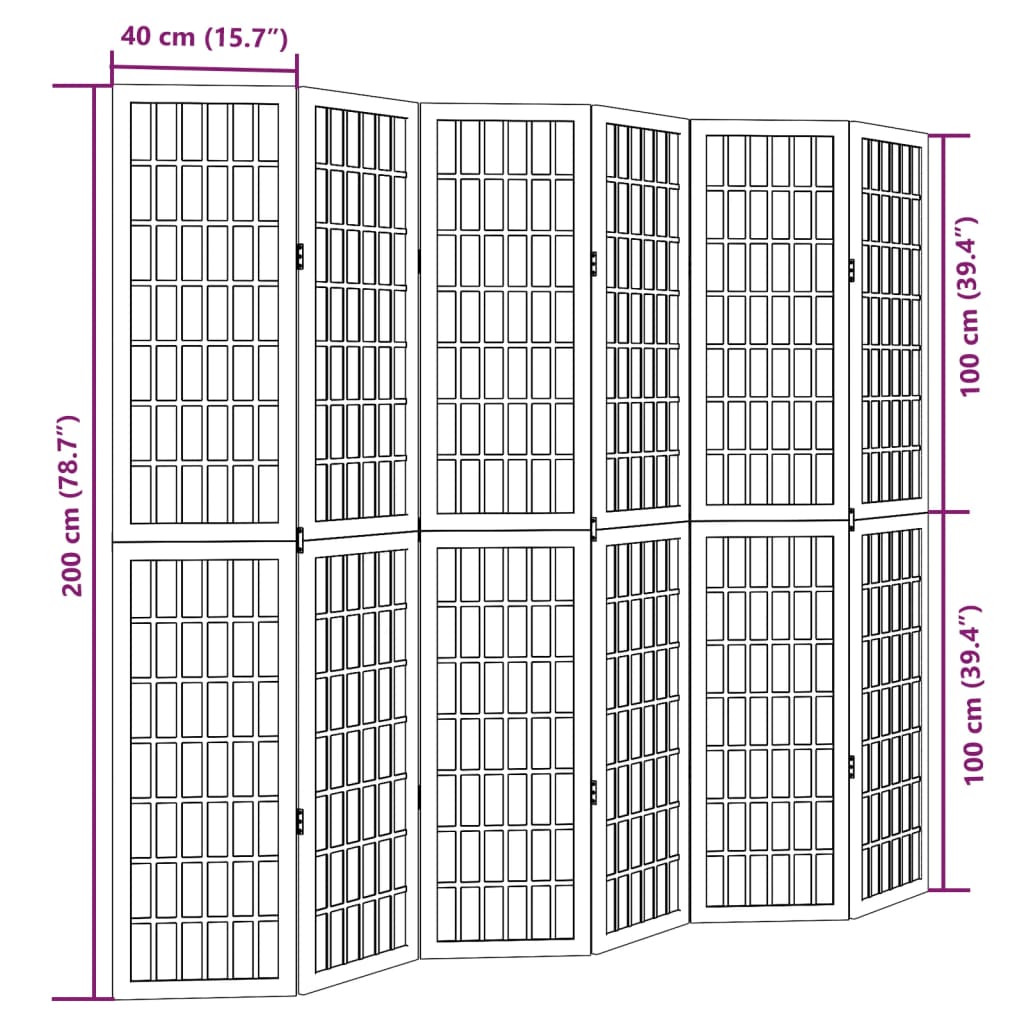 Kamerscherm met 6 panelen massief paulowniahout wit is nu te koop bij PeponiXL, paradijselijk wonen!