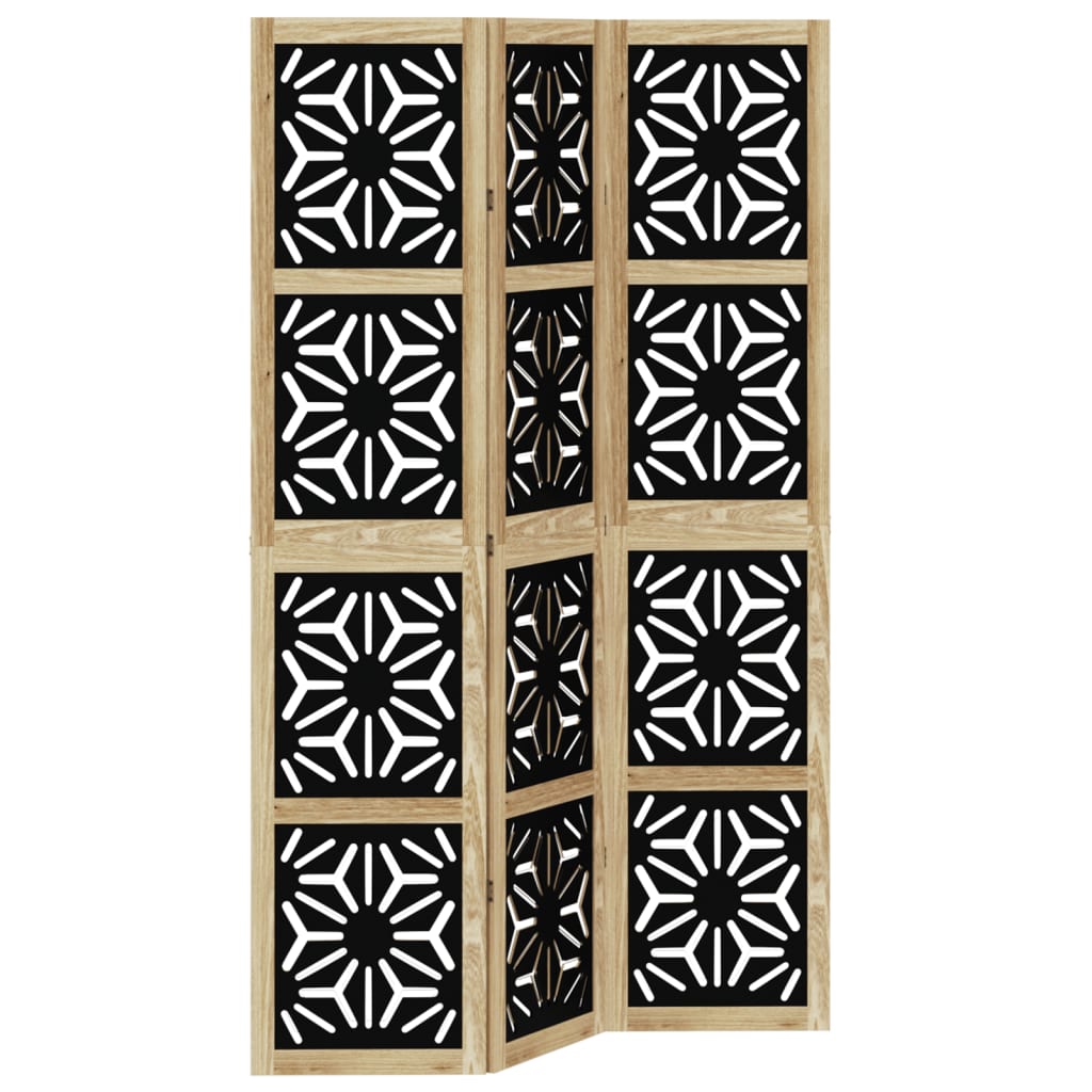 Kamerscherm met 3 panelen massief paulowniahout zwart is nu te koop bij PeponiXL, paradijselijk wonen!