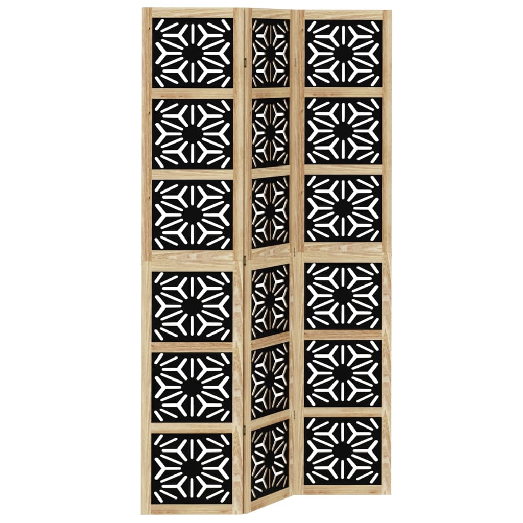 Kamerscherm met 3 panelen massief paulowniahout zwart is nu te koop bij PeponiXL, paradijselijk wonen!