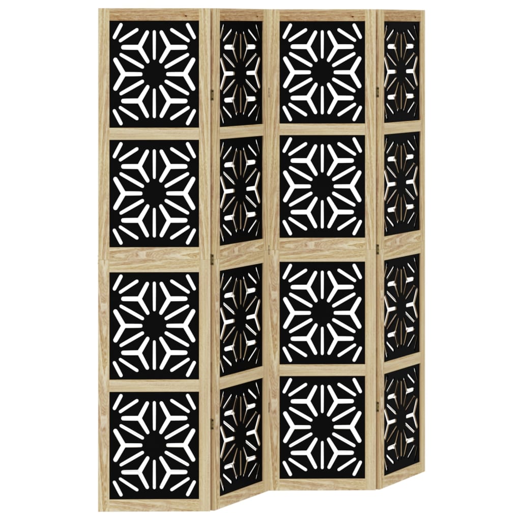 Kamerscherm met 4 panelen massief paulowniahout bruin en zwart is nu te koop bij PeponiXL, paradijselijk wonen!