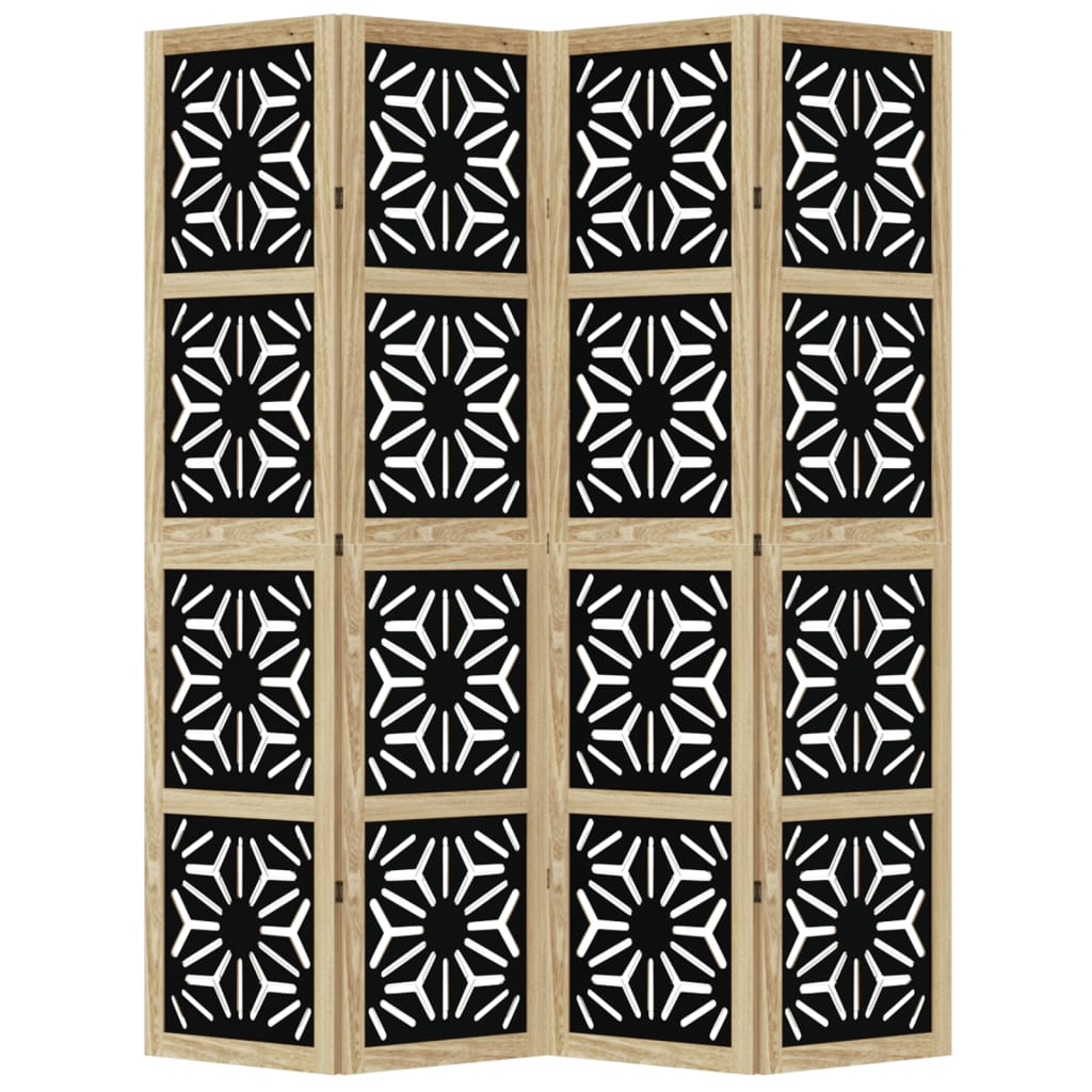 Kamerscherm met 4 panelen massief paulowniahout bruin en zwart is nu te koop bij PeponiXL, paradijselijk wonen!