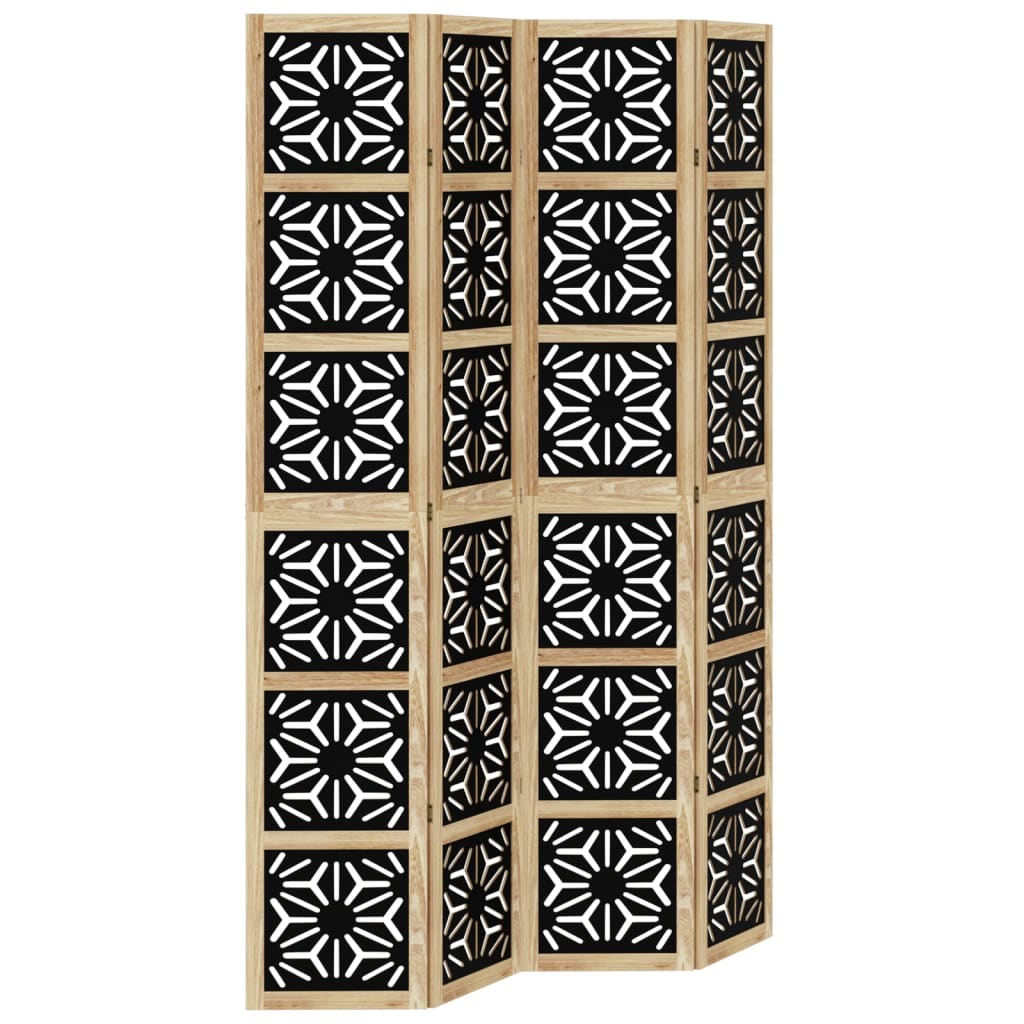 Kamerscherm met 4 panelen massief paulowniahout bruin en zwart is nu te koop bij PeponiXL, paradijselijk wonen!