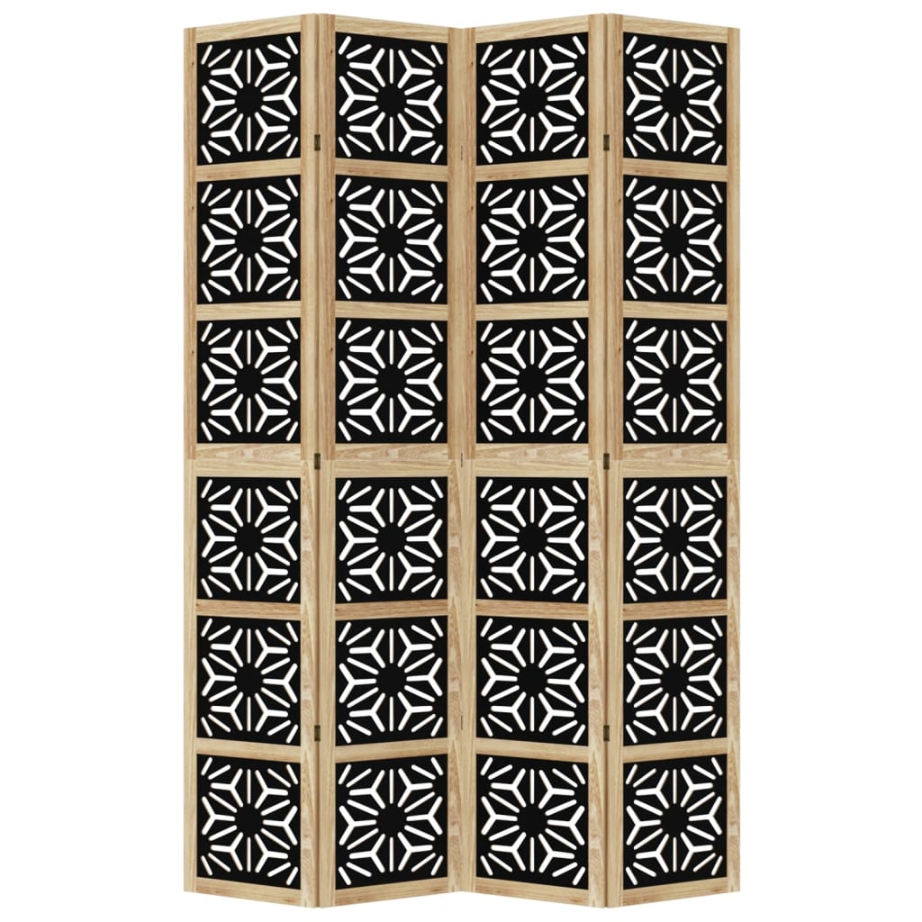 Kamerscherm met 4 panelen massief paulowniahout bruin en zwart is nu te koop bij PeponiXL, paradijselijk wonen!