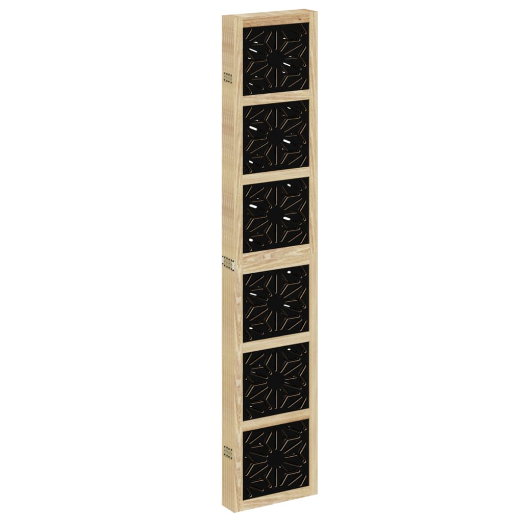 Kamerscherm met 6 panelen massief paulowniahout bruin en zwart is nu te koop bij PeponiXL, paradijselijk wonen!