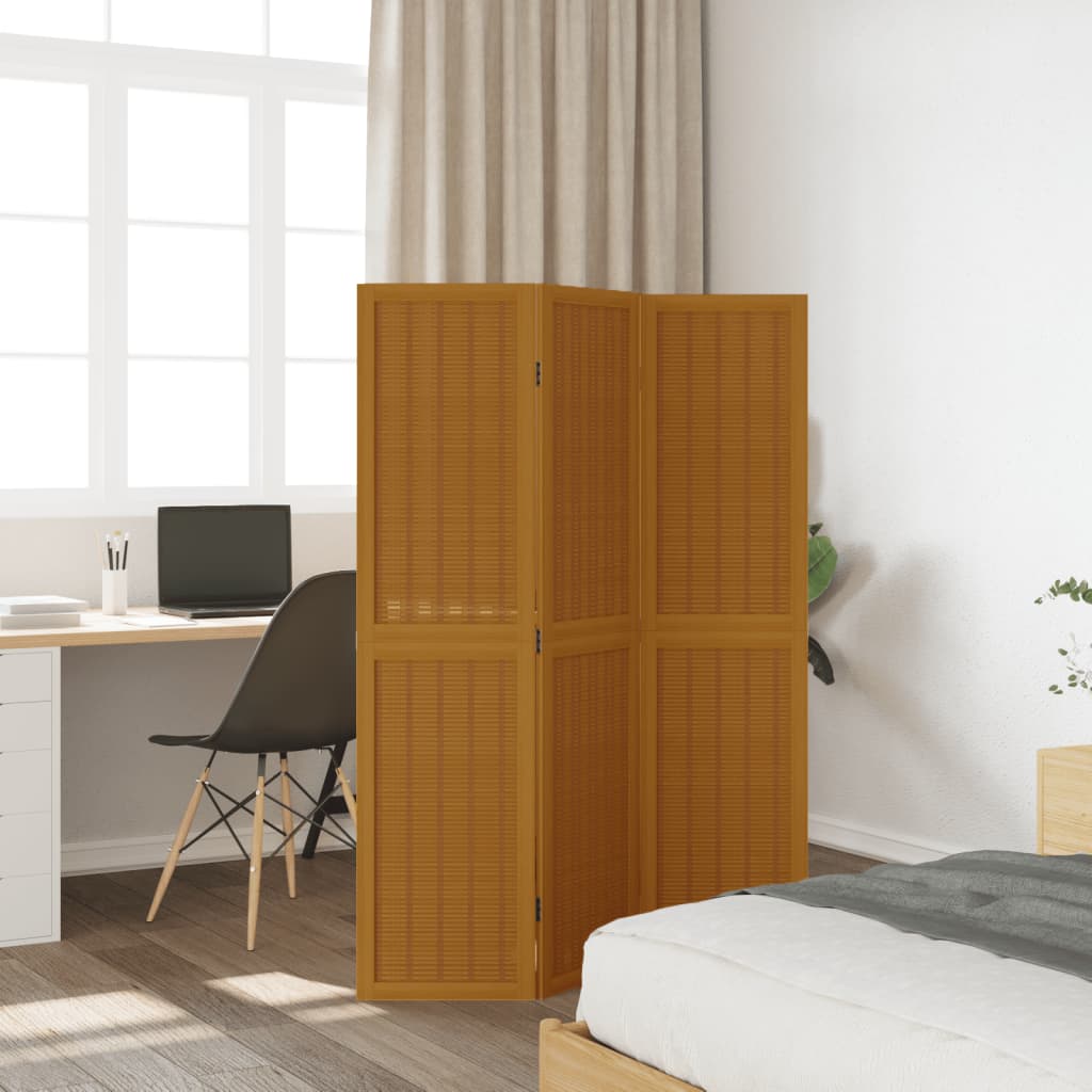 Kamerscherm met 3 panelen massief paulowniahout bruin is nu te koop bij PeponiXL, paradijselijk wonen!