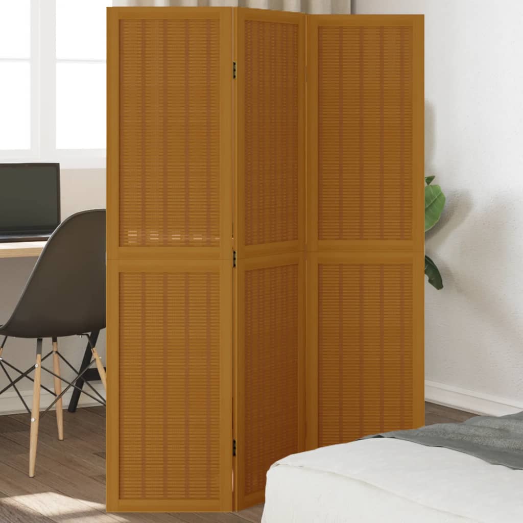 Kamerscherm met 3 panelen massief paulowniahout bruin is nu te koop bij PeponiXL, paradijselijk wonen!