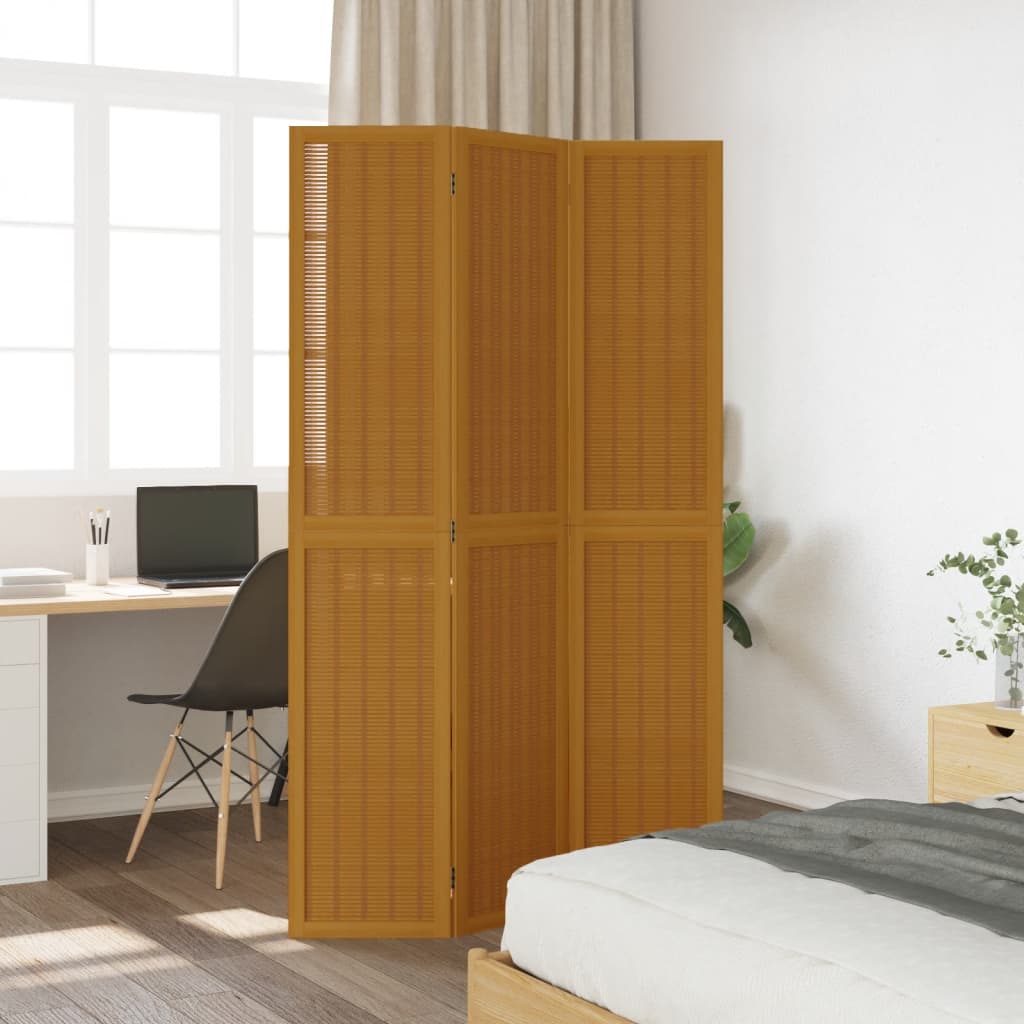 Kamerscherm met 3 panelen massief paulowniahout bruin is nu te koop bij PeponiXL, paradijselijk wonen!