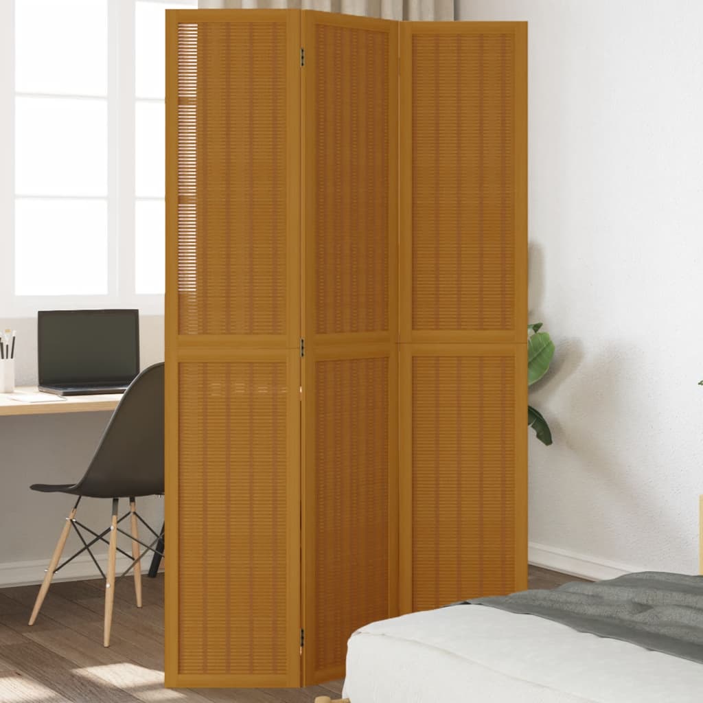 Kamerscherm met 3 panelen massief paulowniahout bruin is nu te koop bij PeponiXL, paradijselijk wonen!
