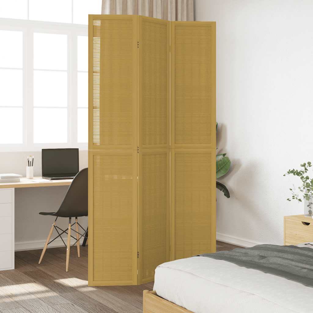 Kamerscherm met 3 panelen massief paulowniahout bruin is nu te koop bij PeponiXL, paradijselijk wonen!