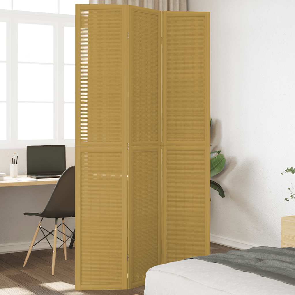 Kamerscherm met 3 panelen massief paulowniahout bruin is nu te koop bij PeponiXL, paradijselijk wonen!