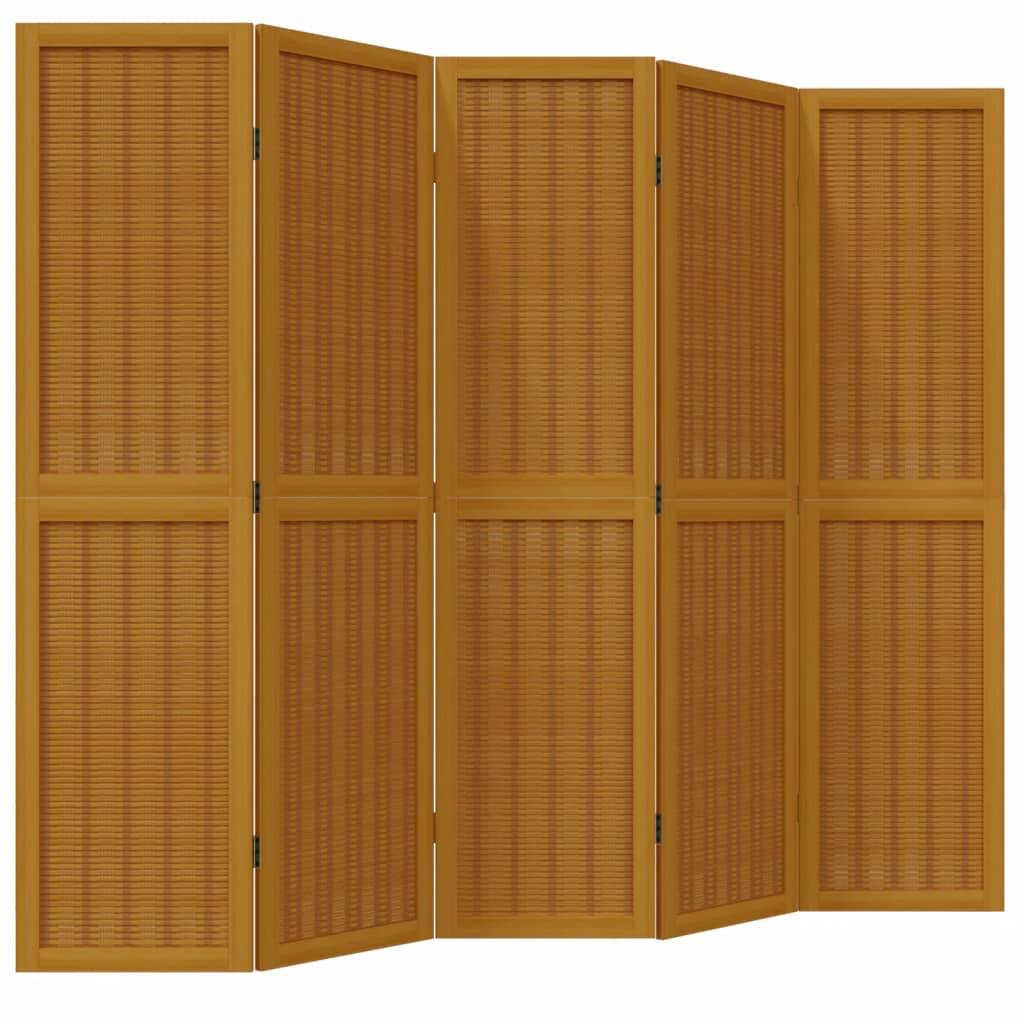 Kamerscherm met 5 panelen massief paulowniahout bruin is nu te koop bij PeponiXL, paradijselijk wonen!