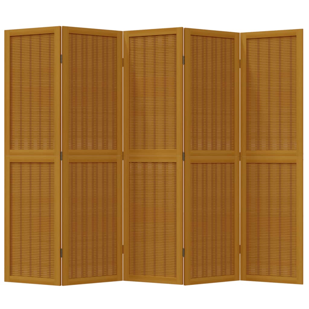 Kamerscherm met 5 panelen massief paulowniahout bruin is nu te koop bij PeponiXL, paradijselijk wonen!