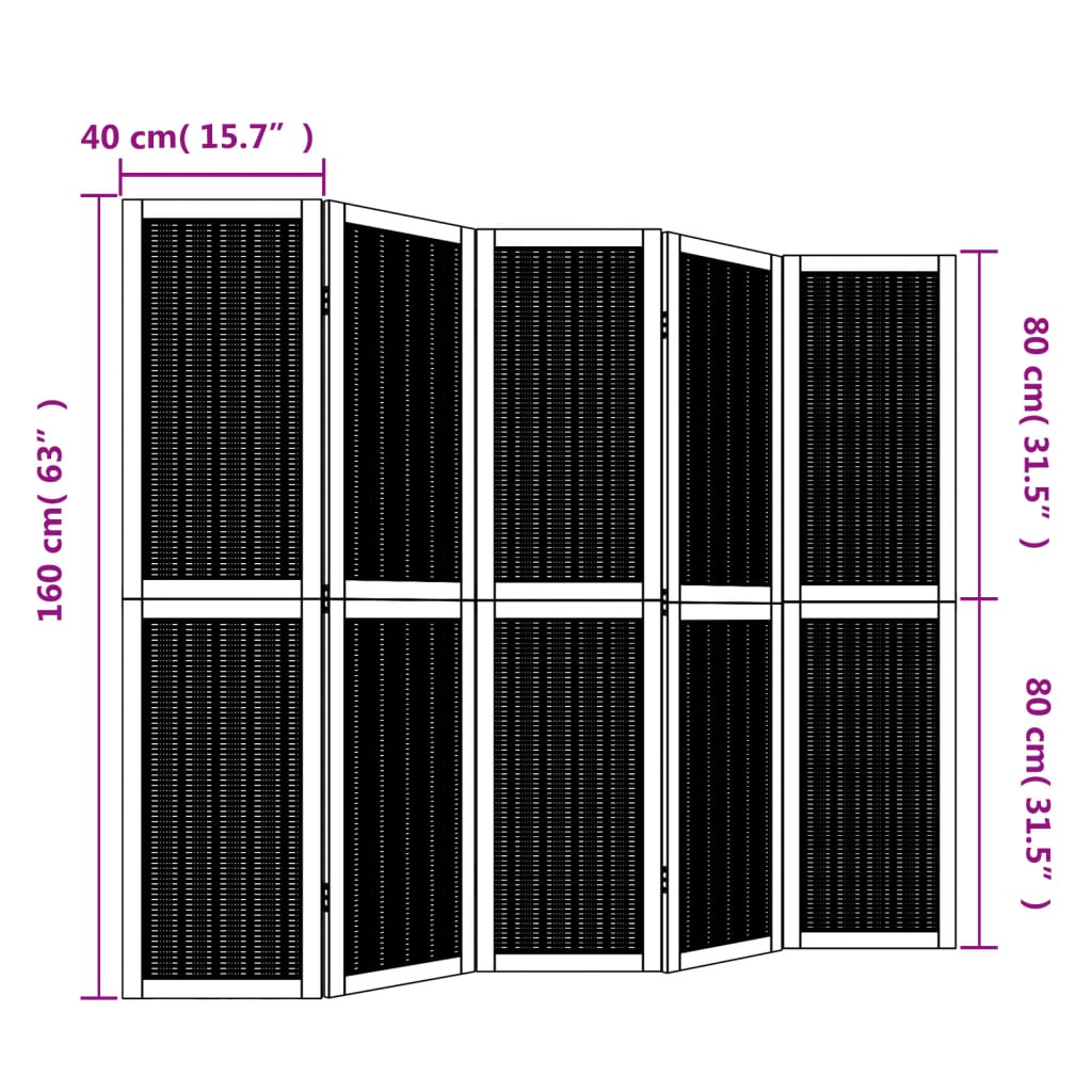 Kamerscherm met 5 panelen massief paulowniahout bruin is nu te koop bij PeponiXL, paradijselijk wonen!